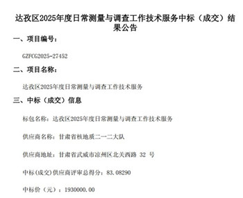 測(cè)繪院成功中標(biāo)達(dá)孜區(qū)2025年日常測(cè)量與調(diào)查項(xiàng)目