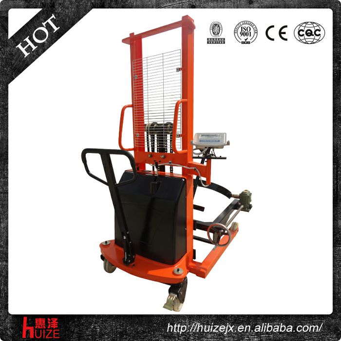 半電動(dòng)稱重油桶車（夾鐵桶，手搖翻轉(zhuǎn)倒料）